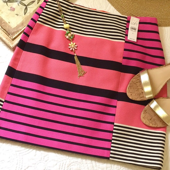 LOFT Dresses & Skirts - 🎉HP🎉 NWT Loft Corded Dobby Striped Skirt